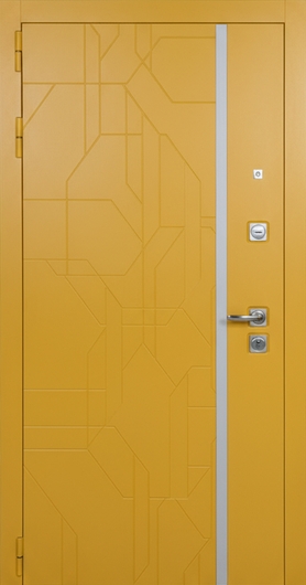 Стальная квартирная дверь с желтыми панелями МДФ (оттенок RAL 1033)