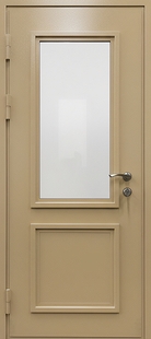 Входная термодверь с остеклением, металлобагетом и полимерной покраской по RAL