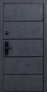 Металлическая дверь с темно-серыми панелями МДФ антрацит с электронным замком